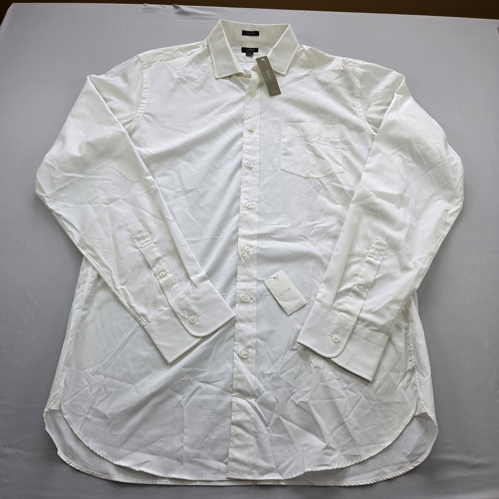 New J.CREW Ludlow Men's  Long Sleeve Button Up Shirt Solid White Large Tall LT